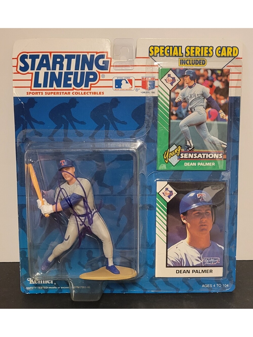 Autographed Dean Palmer Texas Rangers 1993 Starting Lineup Figure w/Cards